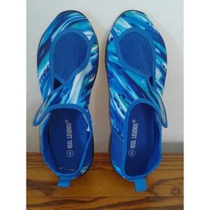 Reel Legends Water Shoes Blue & Green Beach Straps Hook & Loop Woman Size 8